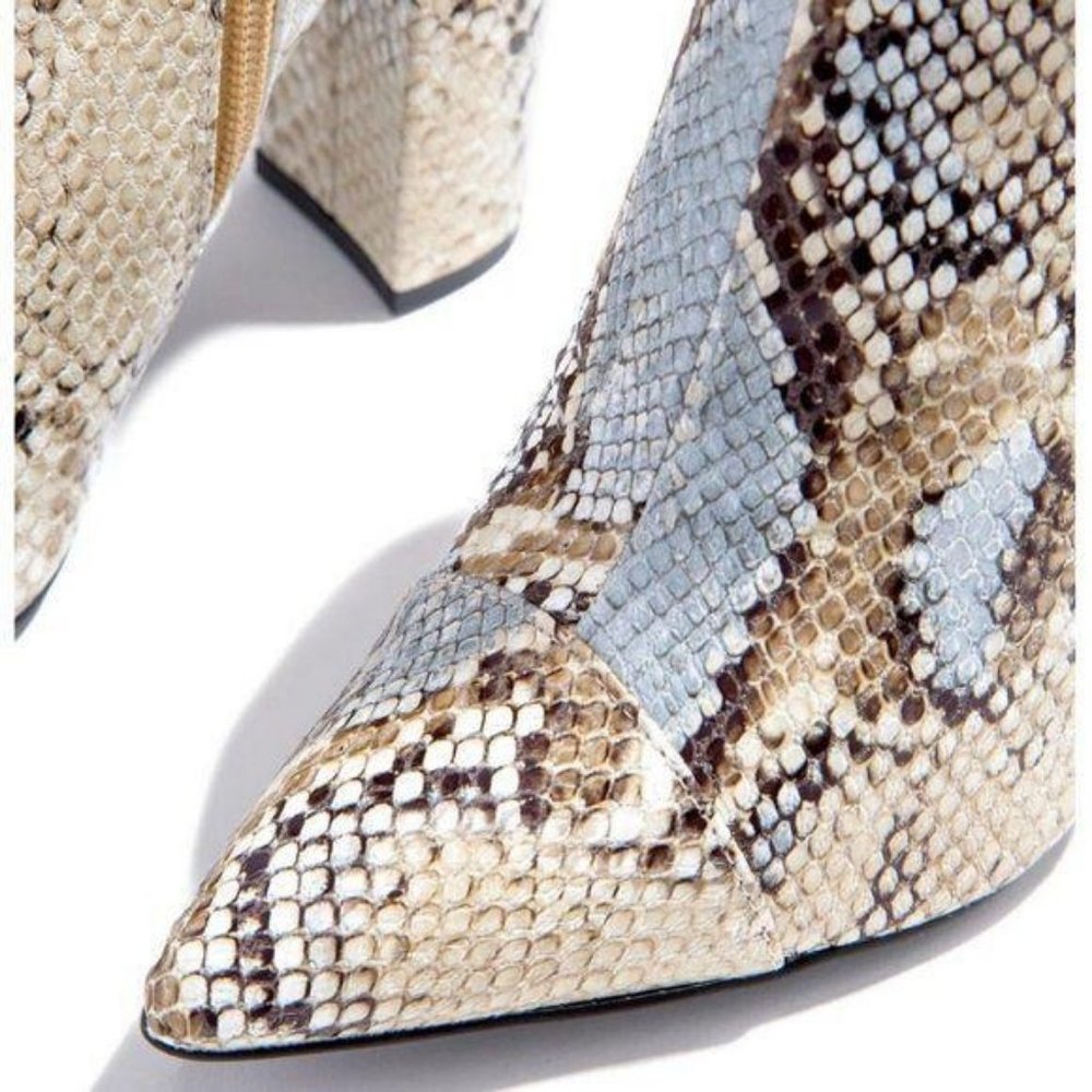 Snakeskin Embossed Booties - Picture 5 of 6